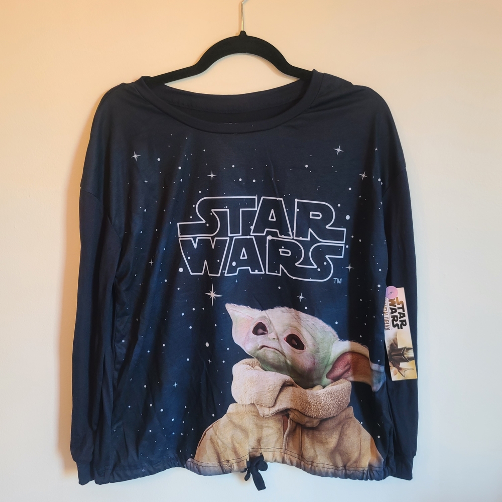 NWT Star Wars Navy Long Sleeve Tee with Baby Yoda